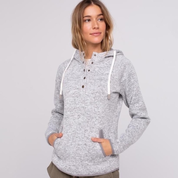THREAD & SUPPLY - Dillon Quarter Snap Hoodie in Gray Size XS - Picture 1 of 10